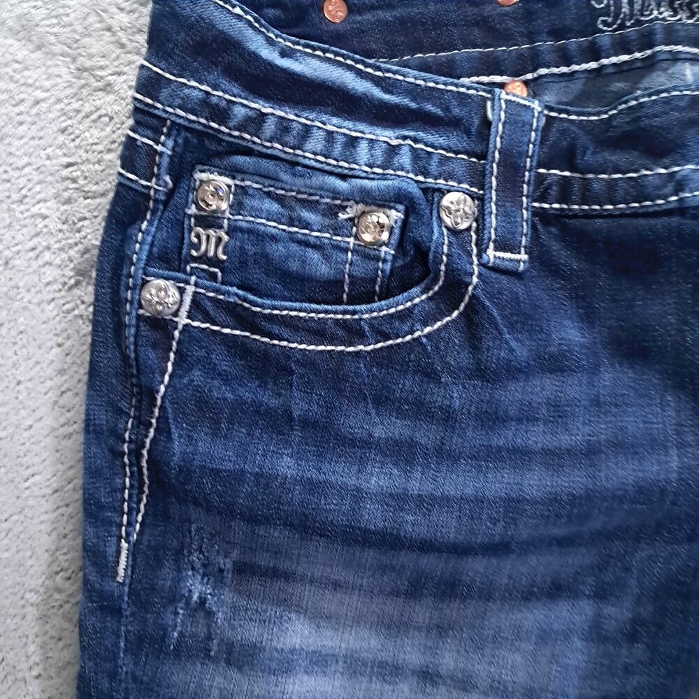 Miss Me Jean Women 31x34, Tag 30X34 Boot Cut Embellished Distressed Flap Pockets - Picture 5 of 16